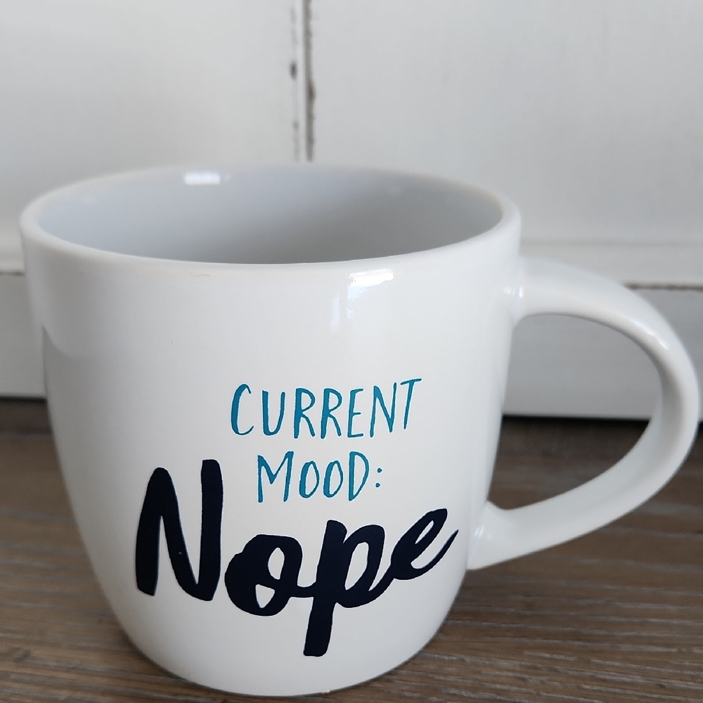 "Current Mood: Nope" Sarcastic Coffee Mug Funny Office Gift Modern White Ceramic